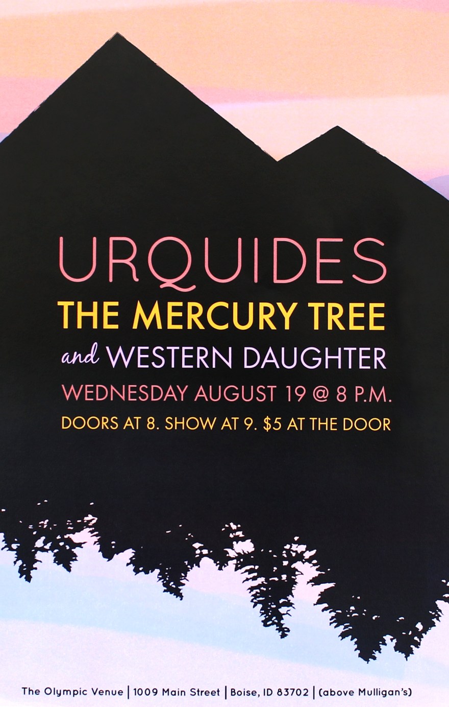 graphic design by Lauryn Medeiros, band, poster, Urquides, Boise, typography