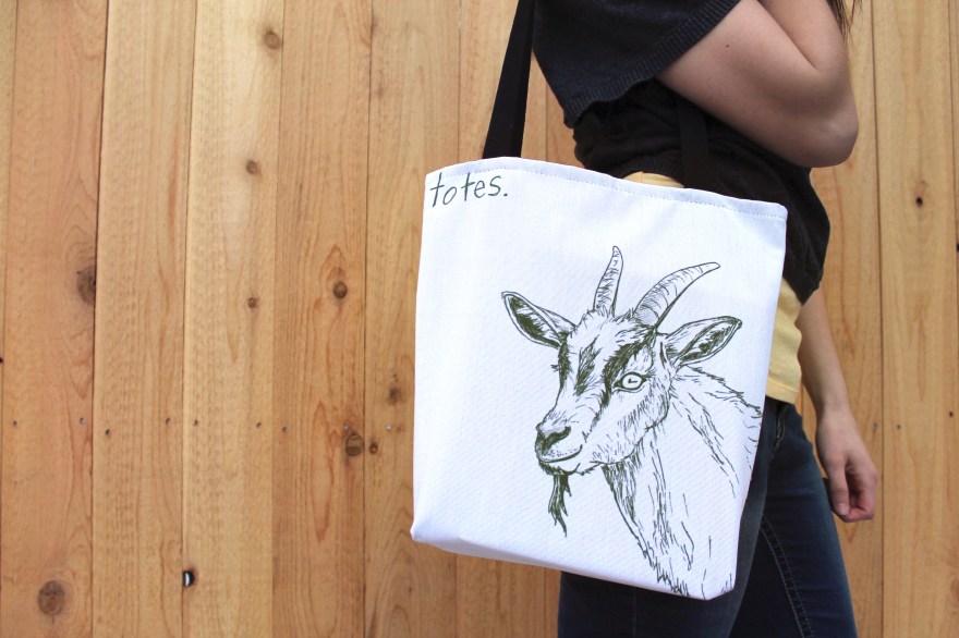 Illustration by Lauryn Medeiros, goat, tote bag, humor, animals